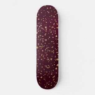 Red Wine Colour Golden Stars Astronomy Astrology Skateboard