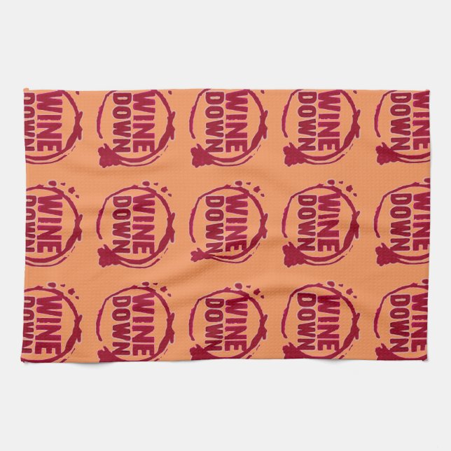 Red Wine Down print Tea Towel (Horizontal)