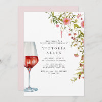 Red Wine | Elegant Pink Floral Women's Birthday