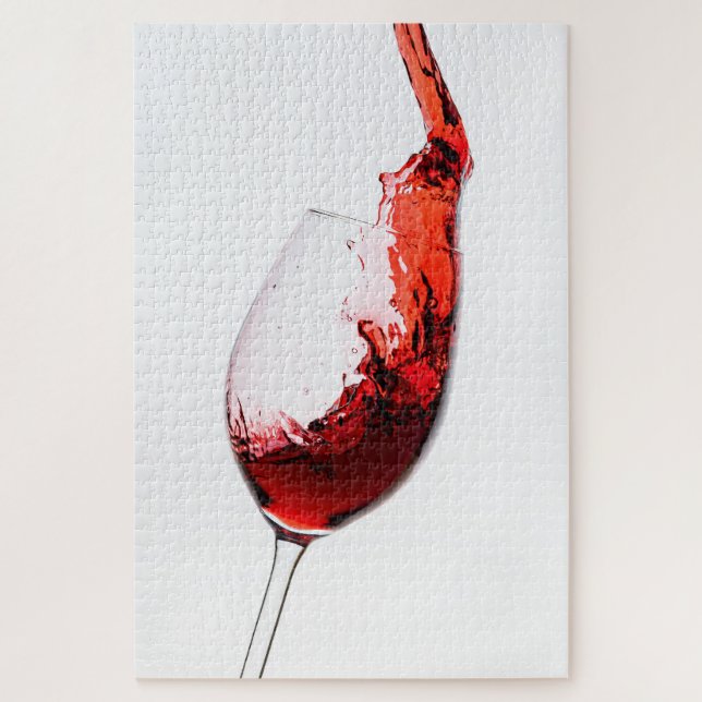 red wine flows into the wine glass jigsaw puzzle (Vertical)