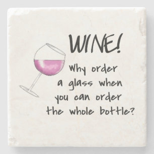 Red Wine Funny Word Saying Party Drink Stone Coaster