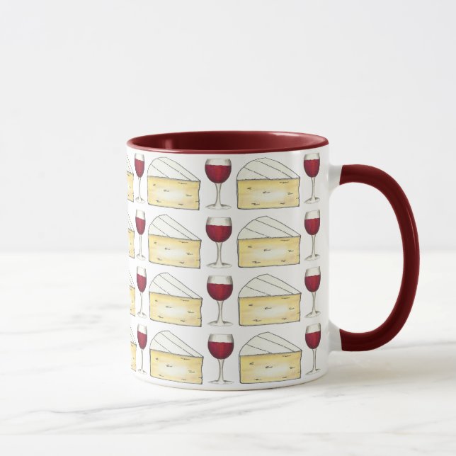 Red Wine Glass and Brie Cheese Drinking Mug (Right)