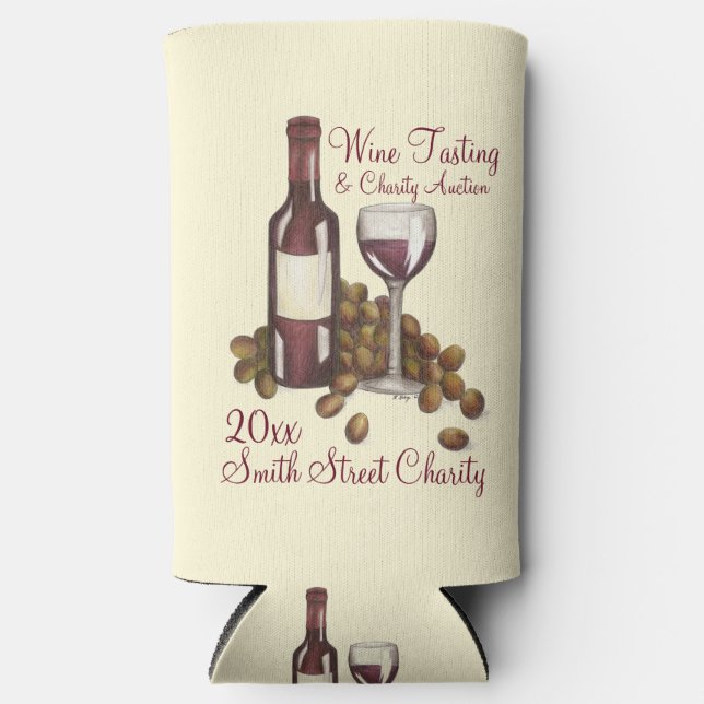 Red Wine Glass Bottle Grapes Winery Winetasting Seltzer Can Cooler (Front)