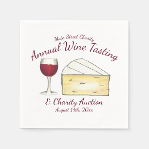 Red Wine Glass Brie Cheese Tasting Charity Event Napkin