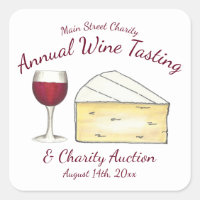 Red Wine Glass Brie Cheese Tasting Charity Event