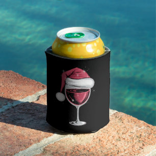 Red Wine Glass Christmas Funny Christmas Xmas Can Cooler
