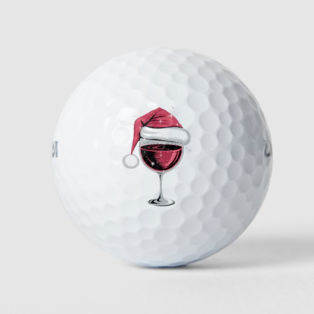 Red Wine Glass Christmas Funny Christmas Xmas  Golf Balls (Front)