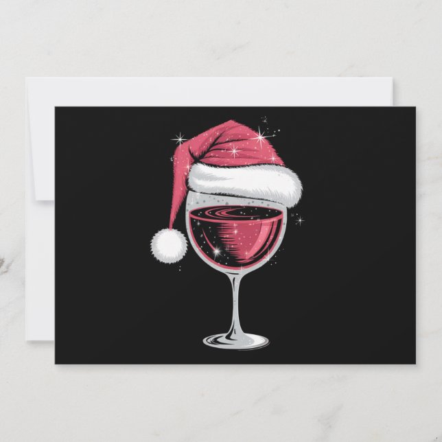 Red Wine Glass Christmas Funny Christmas Xmas  Holiday Card (Front)