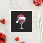 Red Wine Glass Christmas Funny Christmas Xmas  Napkin<br><div class="desc">Red Wine Glass Christmas Funny Christmas Xmas Santa</div>
