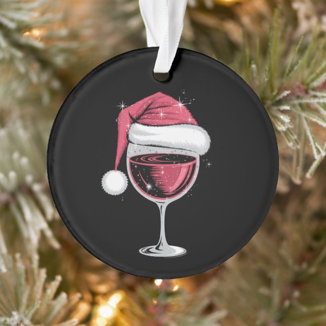 Red Wine Glass Christmas Funny Christmas Xmas  Ornament (Tree)