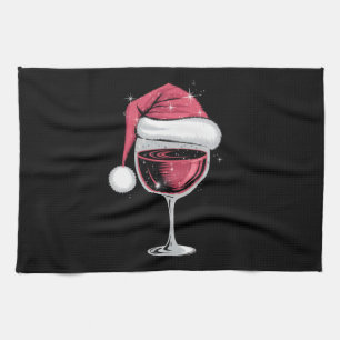 Red Wine Glass Christmas Funny Christmas Xmas  Tea Towel