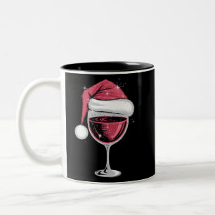 Red Wine Glass Christmas Funny Christmas Xmas Two-Tone Coffee Mug