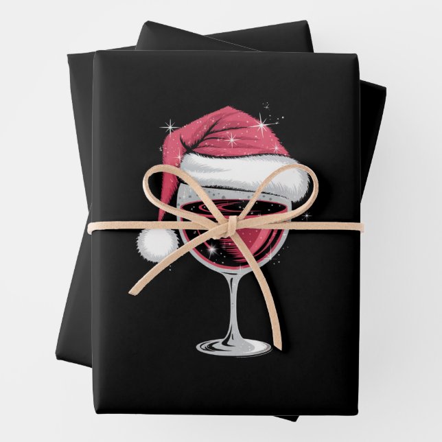 Red Wine Glass Christmas Funny Christmas Xmas  Wrapping Paper Sheet (In situ)