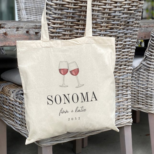 Red Wine Glass Destination Wedding Welcome Tote Bag (Creator Uploaded)