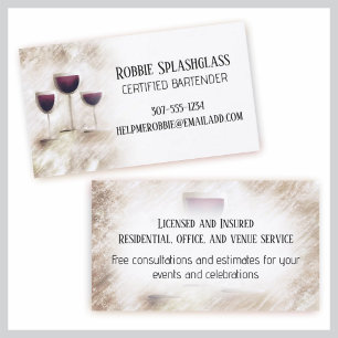 Red wine glass food wine tasting bartender business card