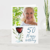 Red Wine Glass Leaves 50th Birthday Photo