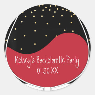 Red Wine Glass Modern Chic Favour Stickers