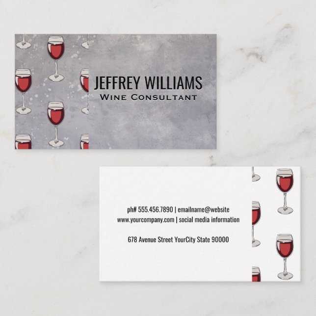 Red Wine Glass Pattern Business Card (Front/Back)