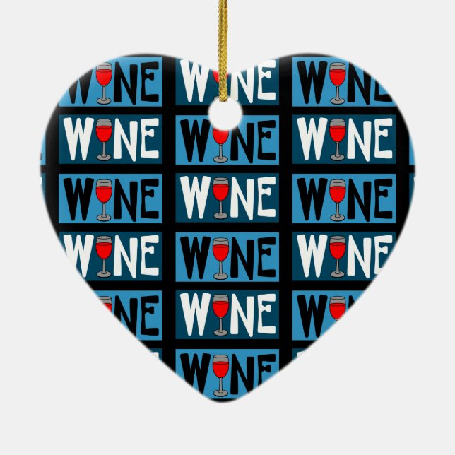 Red Wine Glass Pattern Ceramic Tree Decoration (Back)