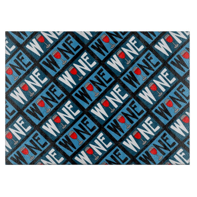 Red Wine Glass Pattern Cutting Board (Front)
