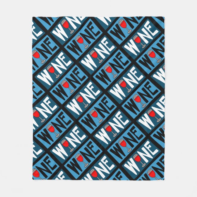 Red Wine Glass Pattern Fleece Blanket (Front)