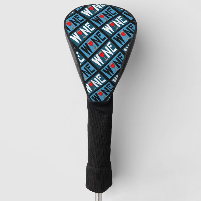Red Wine Glass Pattern Golf Head Cover (Front)
