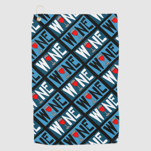 Red Wine Glass Pattern Golf Towel