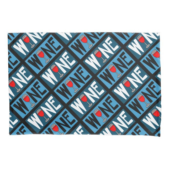 Red Wine Glass Pattern Pillowcase (Front)