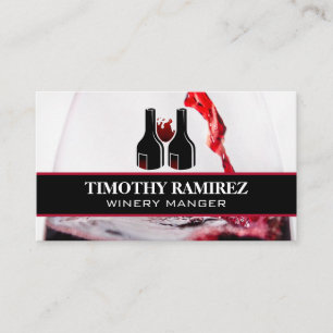 Red Wine Glass Pouring   Bottles Business Card