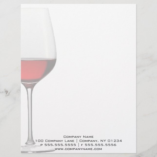 Red Wine Glass Professional Letterhead (Front)