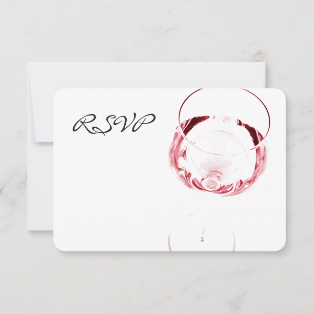 red wine glass reception RSVP Card (Front)