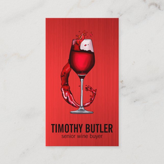 Red Wine Glass Splash Business Card (Front)