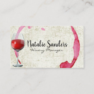 Red Wine Glass   Vintage Wine Stain Business Card