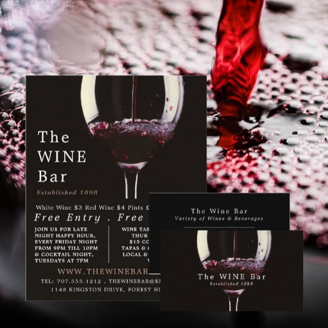 Red Wine Glass, Wine Bar/Winery Advertising Flyer (Creator Uploaded)