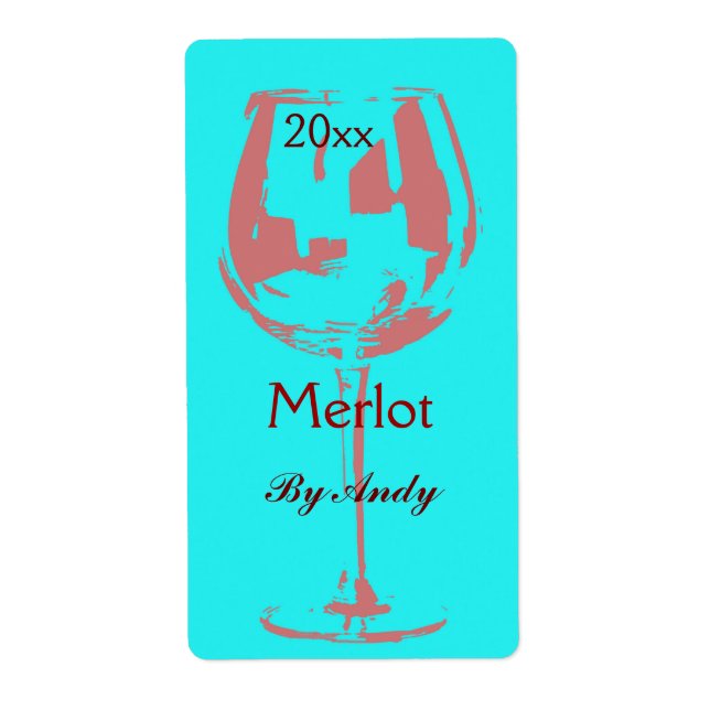 Red wine glass - wine bottle label (Front)