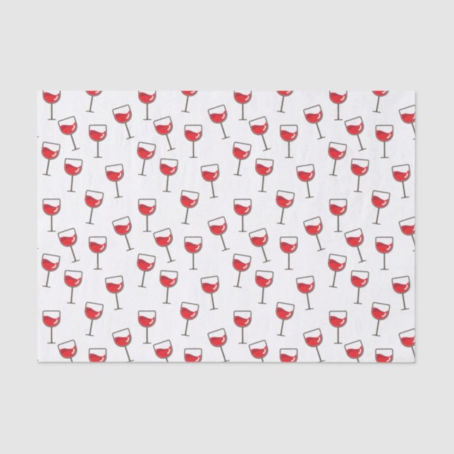 Red Wine Glasses Pattern on White Tissue Paper (Front)