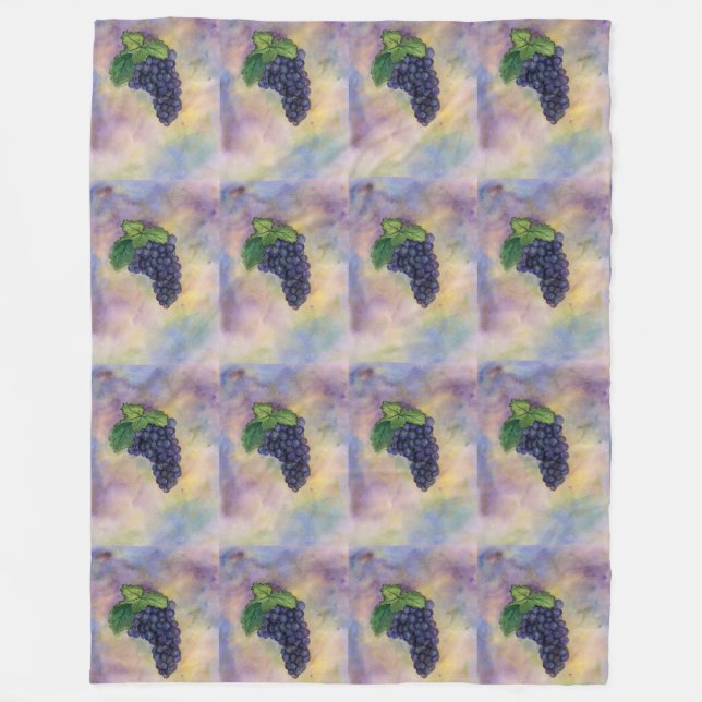 Red Wine Grapes Art Painting Custom Fleece Blanket (Front)