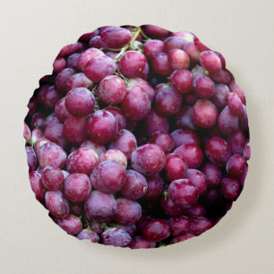 Red Wine Grapes: Luscious Background. Round Cushion