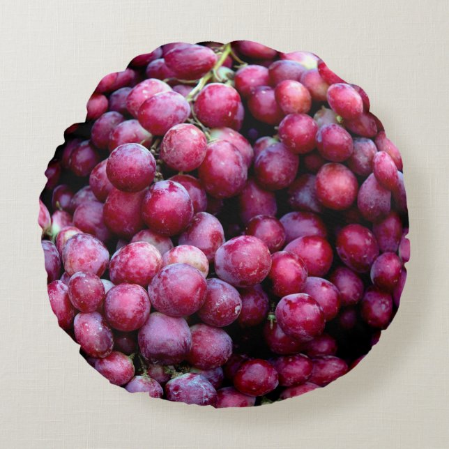 Red wine grapes round cushion (Front)
