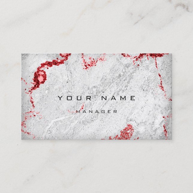 Red Wine Grey Marble Stone Grey Manager Abstract Business Card (Front)
