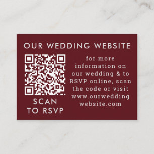 Red Wine & Grey Wedding QR Code Enclosure Card