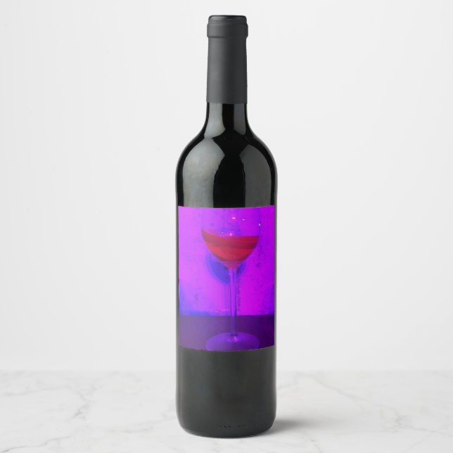 red wine in a glass wine label (Front)