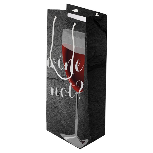 red wine in glass on rock gift bag (Front Angled)
