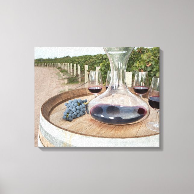 Red Wine In Vineyard Canvas Print (Front)