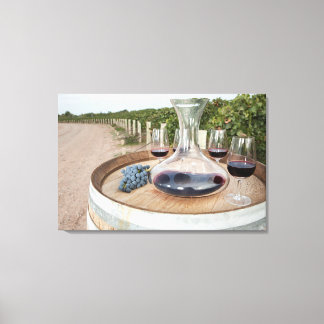 Red Wine In Vineyard Canvas Print