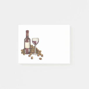 Red Wine Lover Glass Bottle Grapes Merlot Cabernet Post-it Notes