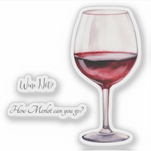 Red Wine Lover Sticker with Funny Wine Phrases