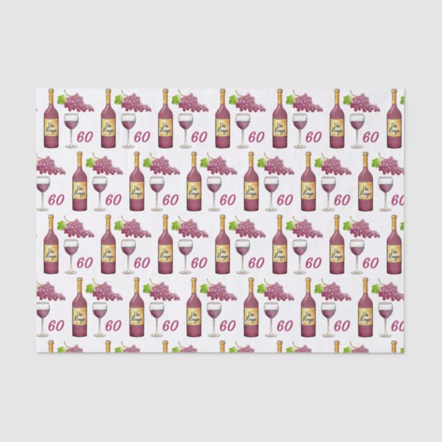 Red Wine Lovers Pattern 60th Birthday Tissue Paper (Front)