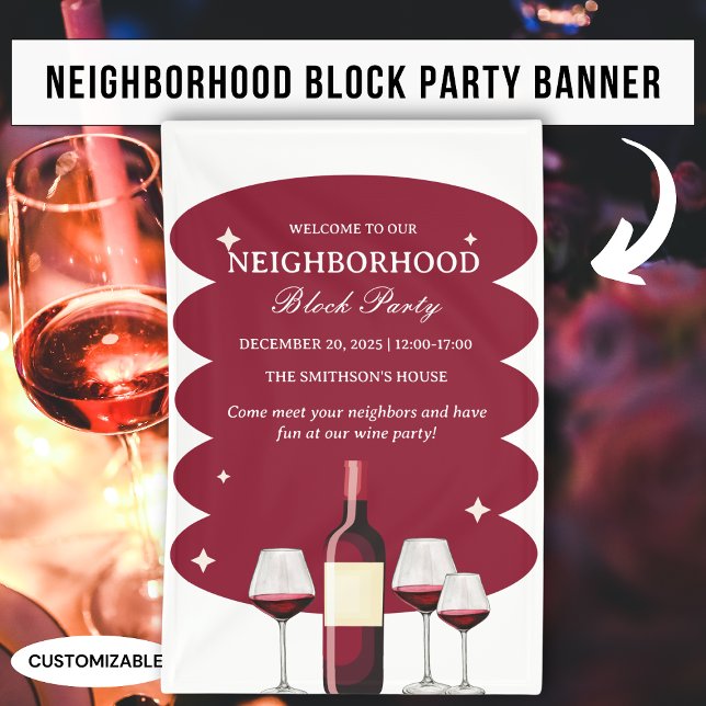 Red Wine Neighbourhood Block Party Banner (Creator Uploaded)