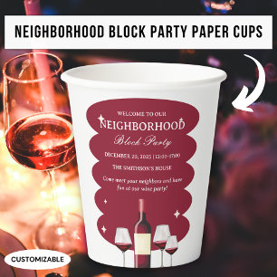 Red Wine Neighbourhood Block Party Paper Cups